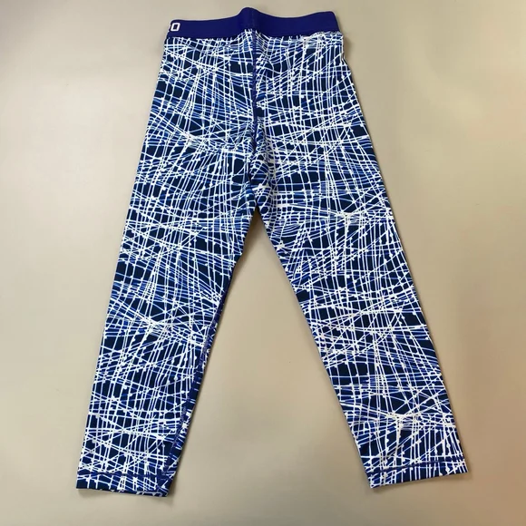 Women's Nike Pro Crop Leggings Blue & White Abstract Print Small Dri-Fit - Picture 3 of 16